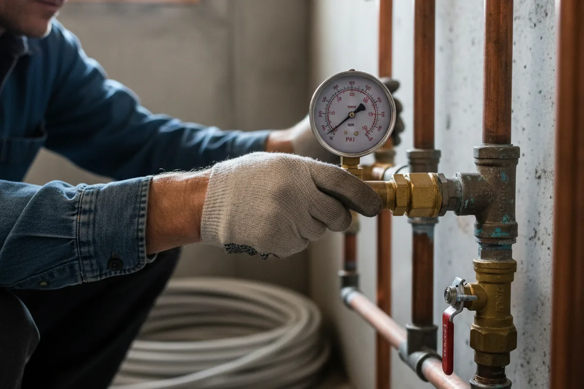 Pressure testing a repaired line during Water Line Repair in Essex Fells